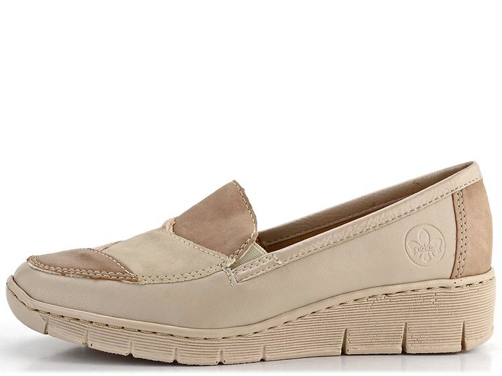 Rieker prozouvací polobotky na klínku béžové 53785-60