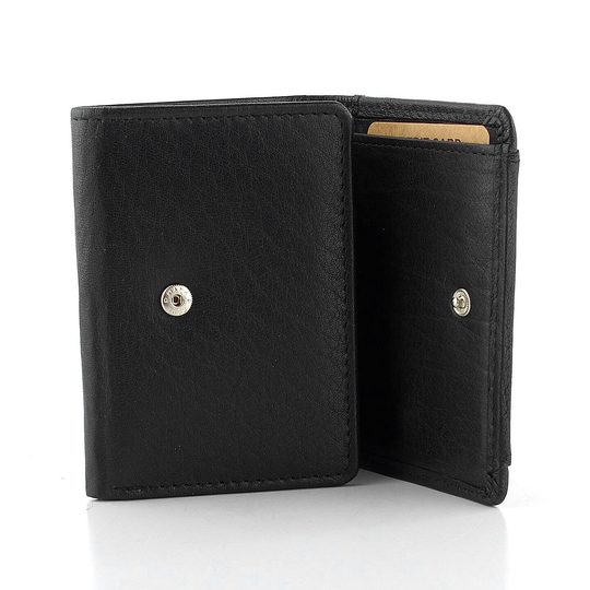 Malá kožená peněženka s kapsičkou na mince černá W-2031