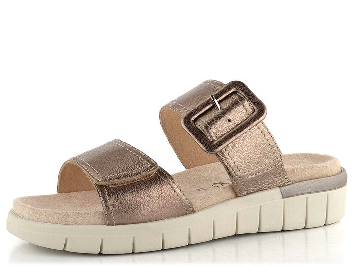 Caprice kožené pantofle s vyměnitelnou stélkou Taupe Metallic 9-27203-44