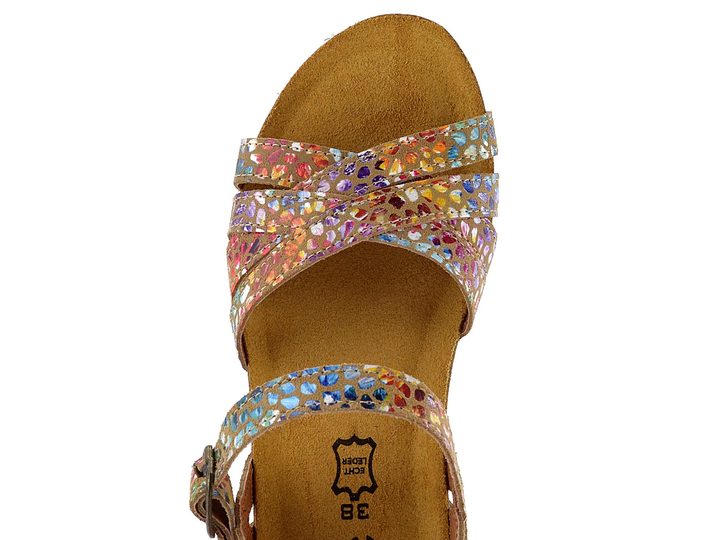 BIO Life kožené sandály na klínu béžové/barevné 1715.24/440