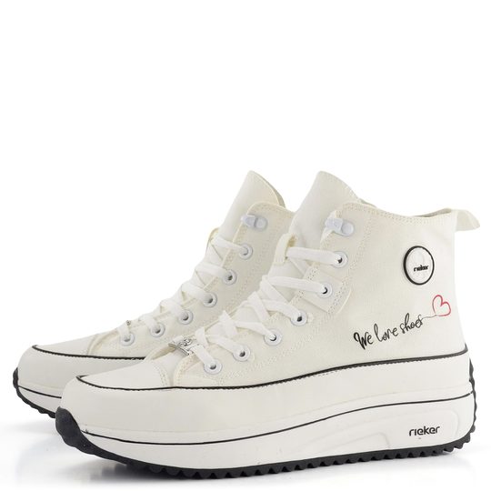 Rieker plátěné tenisky na platformě bílé 90012-80