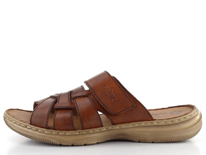 Rieker pánské pantofle s páskem na suchý zip sv. hnědé 21473-24