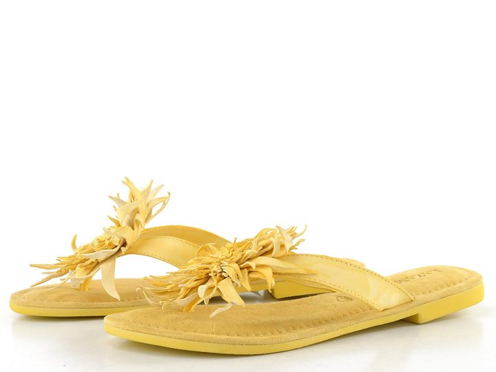 Lazamani žabky se střapatou květinou yellow LA33800