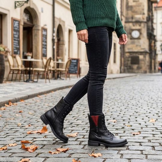 Creator šněrovací kotník se zipem Siviglia Black+Red IB 18268