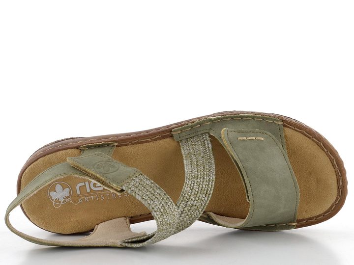 Rieker sandále s pásikmi na suchý zips Schilf/Olive V2862-52