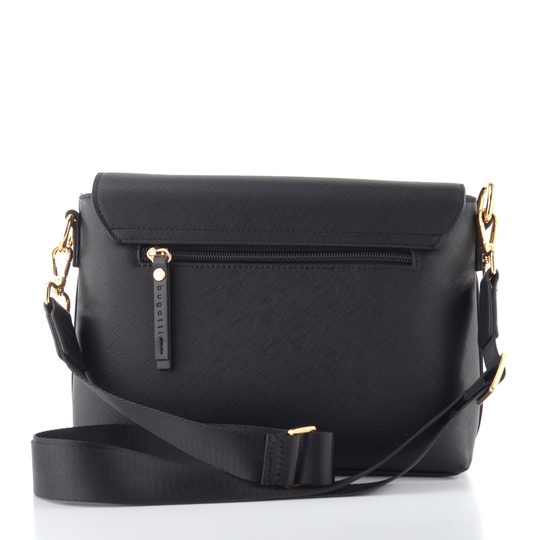 Bugatti crossbody kabelka s klopou Ella Black Saffiano 496628S01