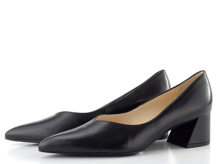 Högl kožené lodičky na širokom podpätku čierne 0-104500-0100