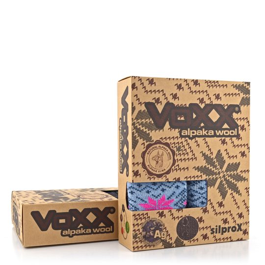 Dárkový box ponožek a palčáků Voxx s alpaka a merino vlnou sv.modrá