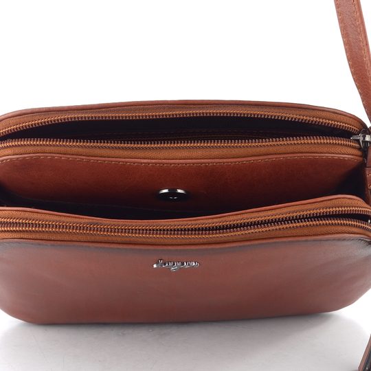 Dámská luxusní crossbody kabelka cognac LGB 189