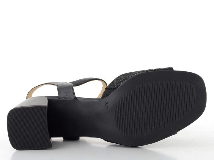 Caprice kožené sandály na podpatku black comb 9-28301-46