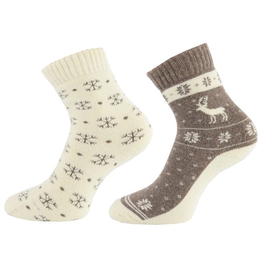 Dámské zimní ponožky s vlnou hnědé/krémové 37835