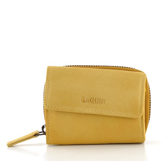 Kožená peněženka se šikmou kapsou žlutá HB-10/18