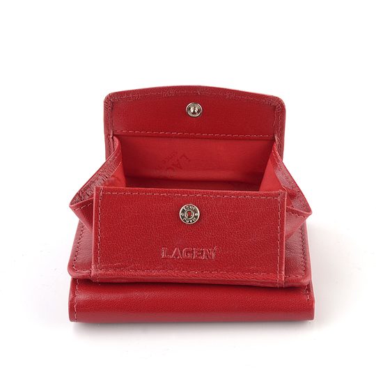 Malá kožená peněženka s kapsičkou na mince červená W-2031