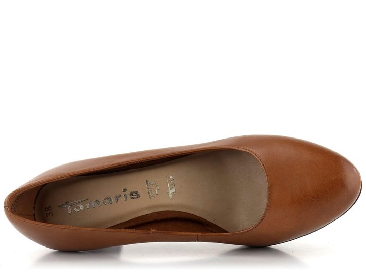 Tamaris kožené hladké lodičky Cognac 1-22410-29