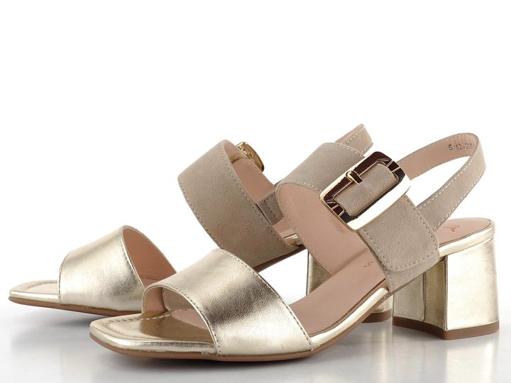 Ara dámske širšie sandále na podpätku Brighton Platin/Sand 12-20510-11