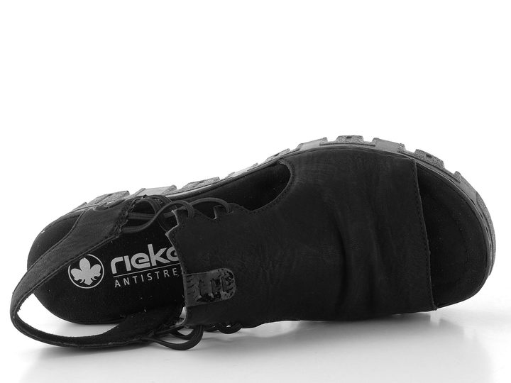 Rieker sandály na platformě s klínkem černé 68075-00