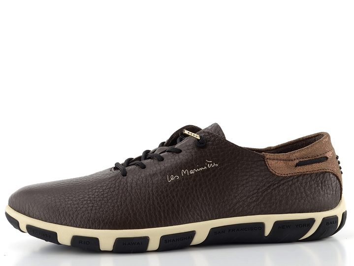 TBS kožené prozouvací tenisky chocolat/bronze Jazlace M7M65