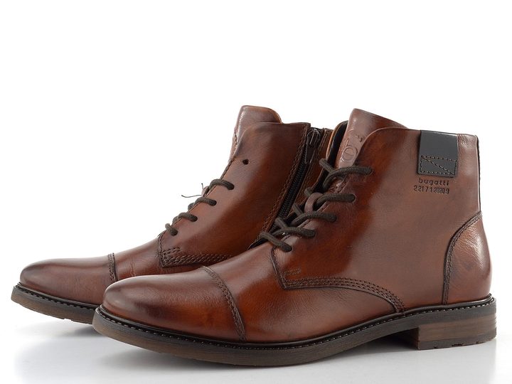 Bugatti šněrovací kotník koňakový 315-9573E-1000