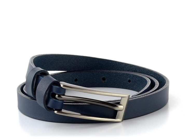 Dámský kožený opasek úzký tmavě modrý 15-1-56