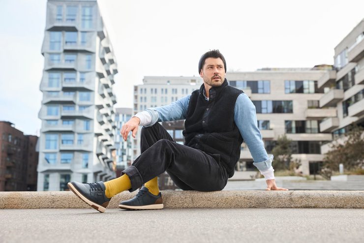 Rieker pánske šnurovacie poltopánky s membránou tmavo modré B3317-14