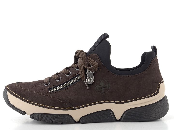 Rieker šněrovací polobotky s pružným lemem nougat/schwarz 45973-25