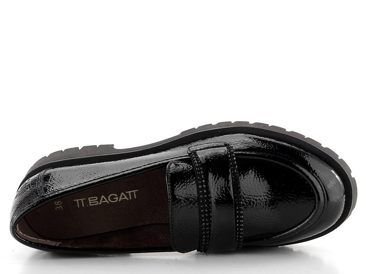Bagatt lakované mokasíny černé s kamínky D35-AMF61-5764