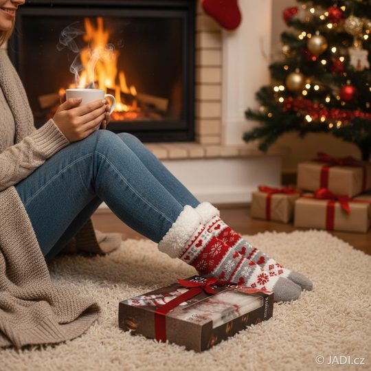 Dámské teplé vánoční ponožky v dárkové krabičce