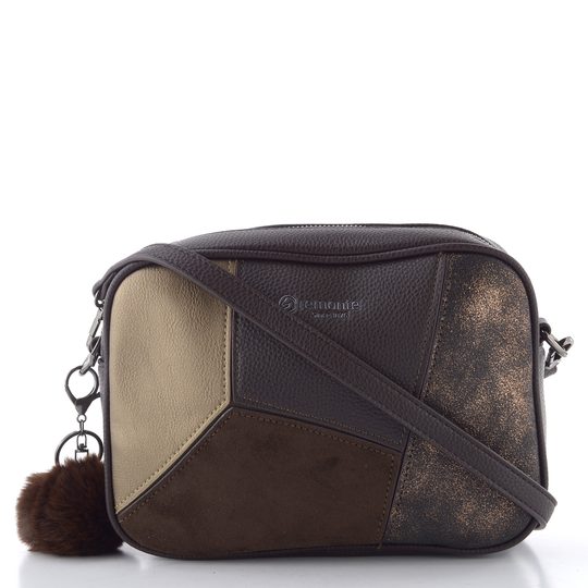 Remonte sešívaná crossbody kabelka s přívěškem hnědá/bronz Q0674-25