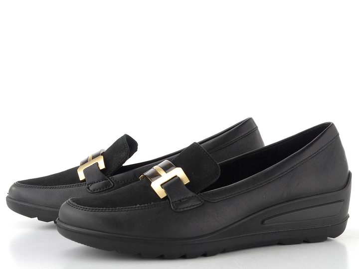 Ara širší polobotky na klínu Zürich Black 12-50609-01