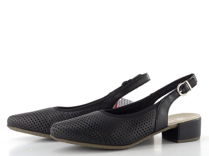 Rieker prořezávané lodičky s volnou patou černé 47066-00