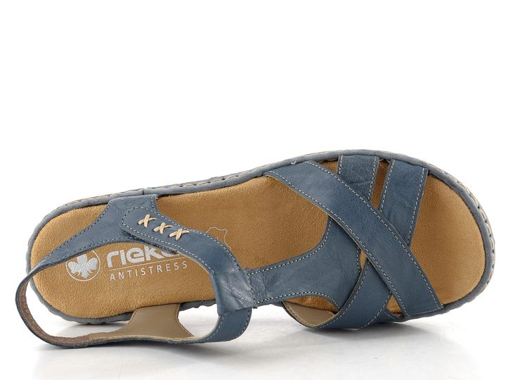 Rieker modré sandálky s nártovým T páskem 65919-12