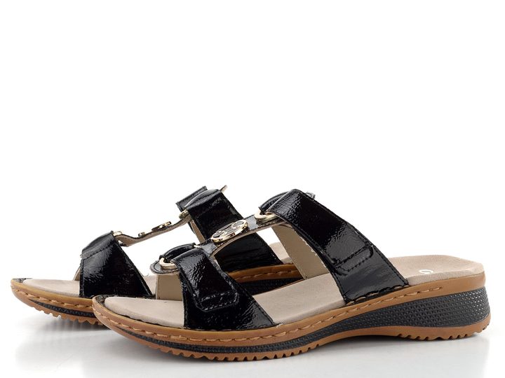 Ara dámske šľapky Hawaii lakované čierne 12-29003-01