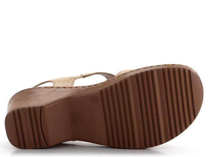 Ara metalické sandály na platformě s podpatkem Key West Sand 12-20304-07