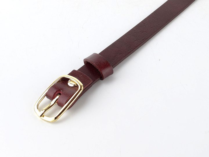 Dámský kožený opasek vínový se sponou ve zlaté barvě 203Z-95