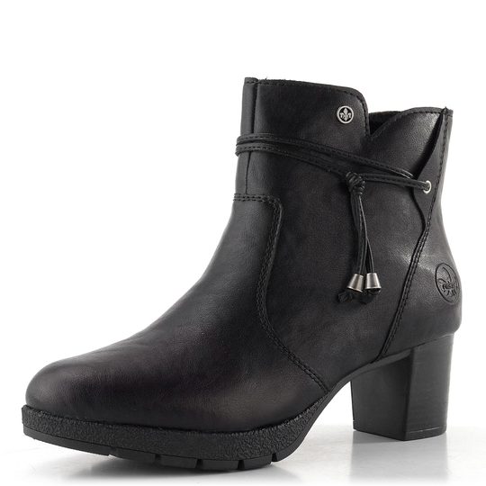 Rieker elegantní kotník na podpatku černý 77667-00