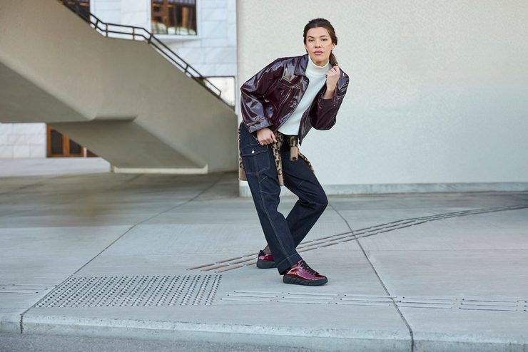 Rieker Sport dámské lakované tenisky cherry/schwarz W2601-35