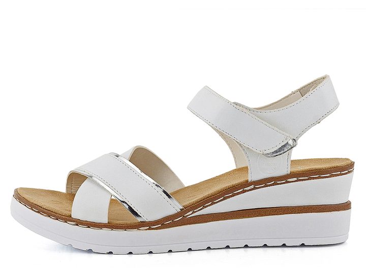 Rieker biele páskové sandále s klinom V38G9-80