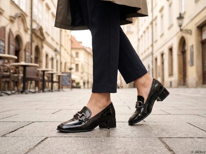 Tamaris mokasíny na podpatku black 1-24316-43