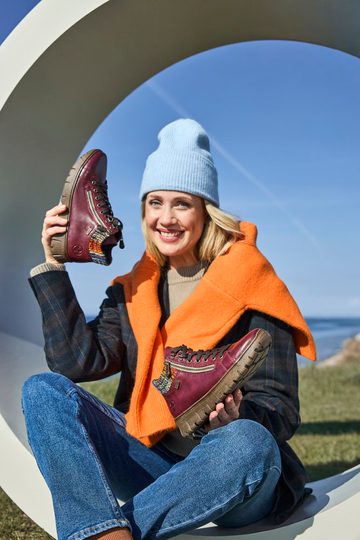 Rieker šněrovací kotník s membránou vino/orange-multi N1305-35