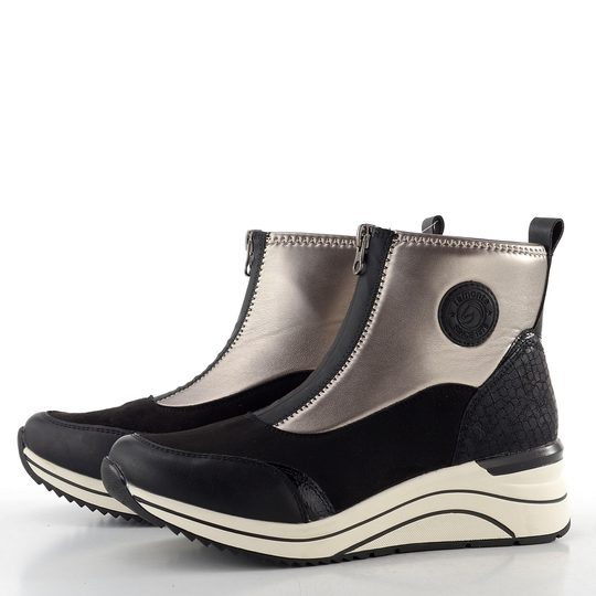 Remonte nazúvacia členková obuv čierna/strieborná D0T78-03