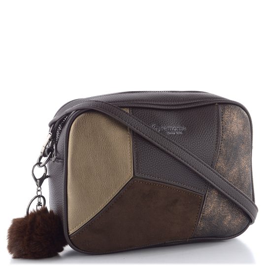 Remonte sešívaná crossbody kabelka s přívěškem hnědá/bronz Q0674-25