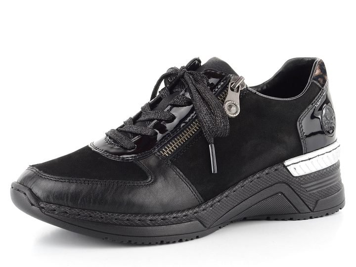 Rieker čierne sneakers poltopánky na kline N4311-00