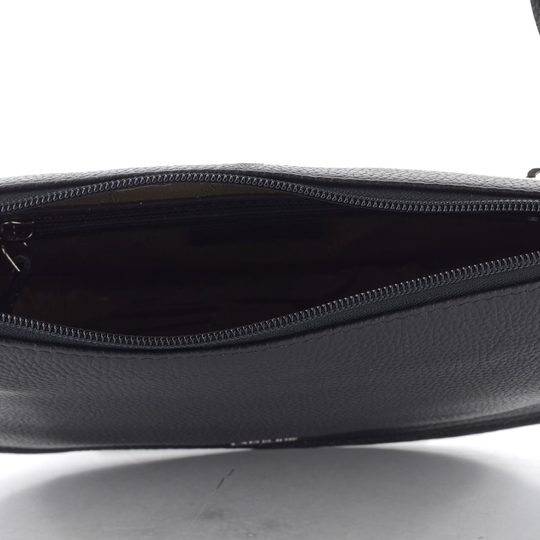 Dámská oblá kožená kabelka black LG 199