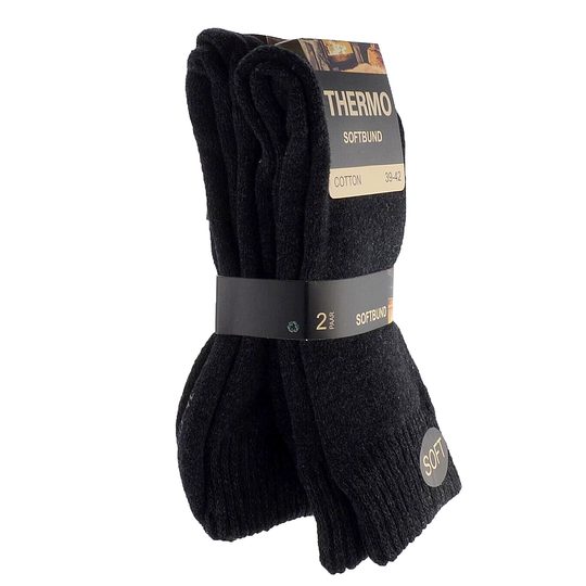 Pánské bavlněné termo ponožky s měkkým lemem tmavě šedá  2 páry