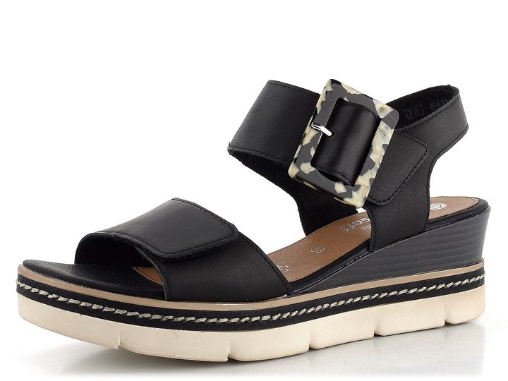 Remonte sandály na klínku černé D2L53-00