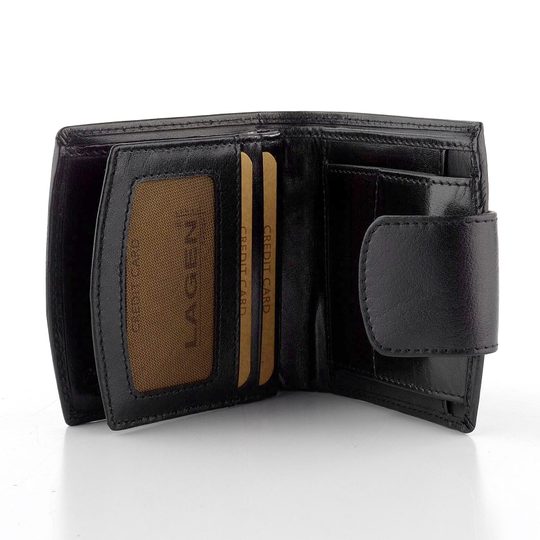 Kožená menší peněženka se zápinkou Black 50465