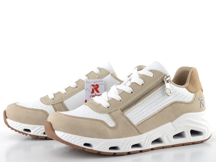 Rieker Sport tenisky na platformě béžovo-bílé N5204-80