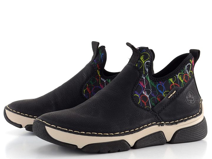 Rieker nazúvacia členková obuv na platforme čierna 45957-00