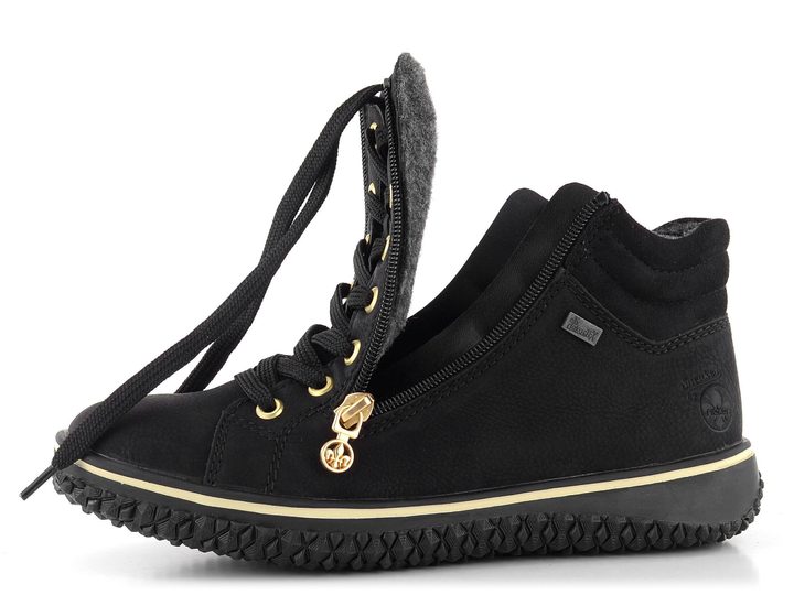 Rieker černý šněrovací kotník se zipem Z4263-00