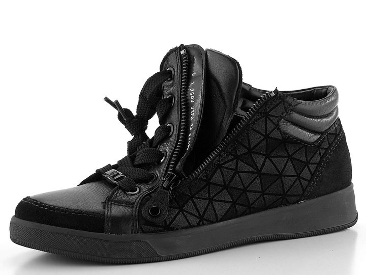 Ara kotníkové tenisky se zipem černé Rom 12-24499-01